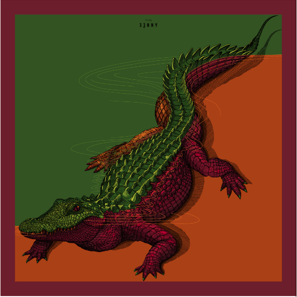 Mouchoir de poche 30cm Crocodile, Neutre