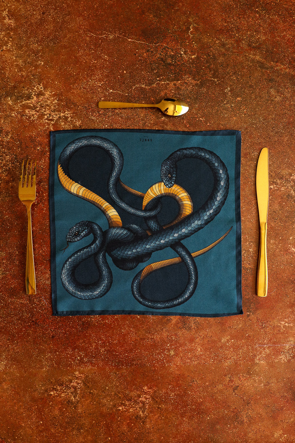 Mouchoir de poche 30cm Serpents, Bleu
