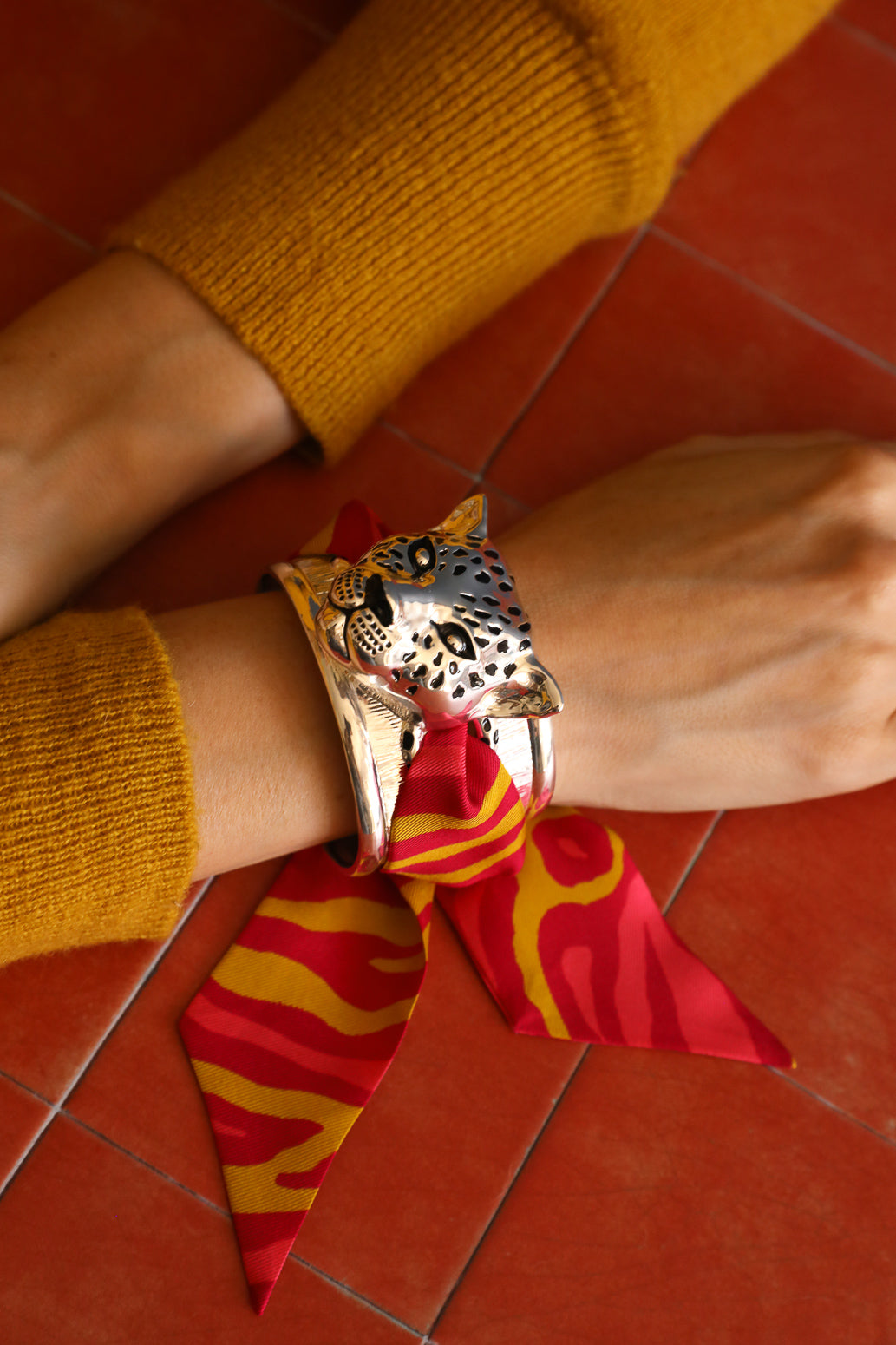 Grande manchette Léopard, Argent