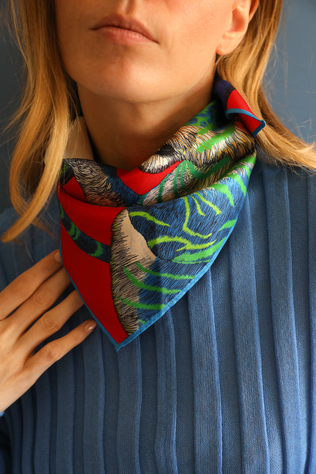 Bandana en soie 55cm Prédateurs, Rouge