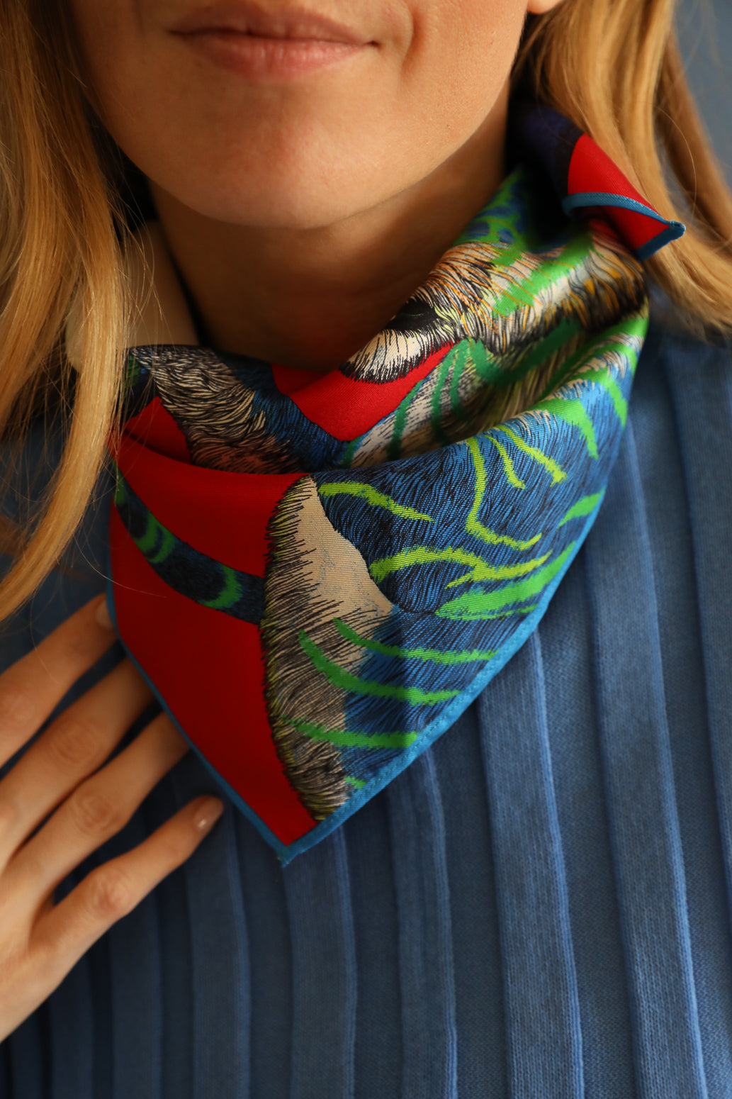 Bandana en soie 55cm Prédateurs, Rouge