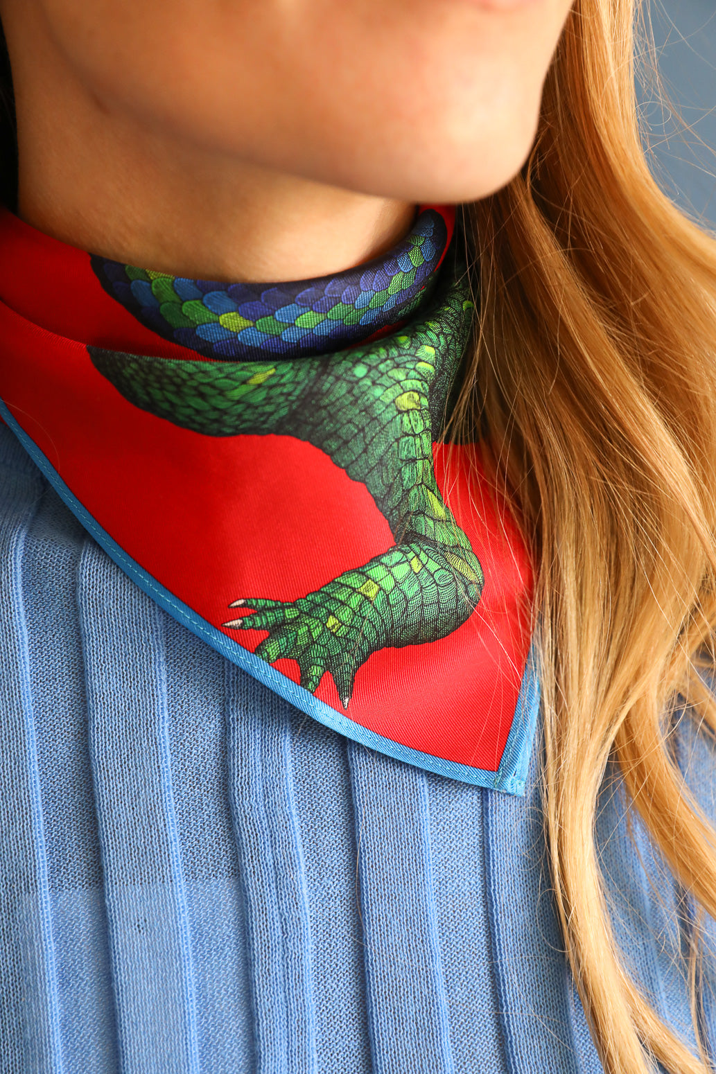 Bandana en soie 55cm Prédateurs, Rouge
