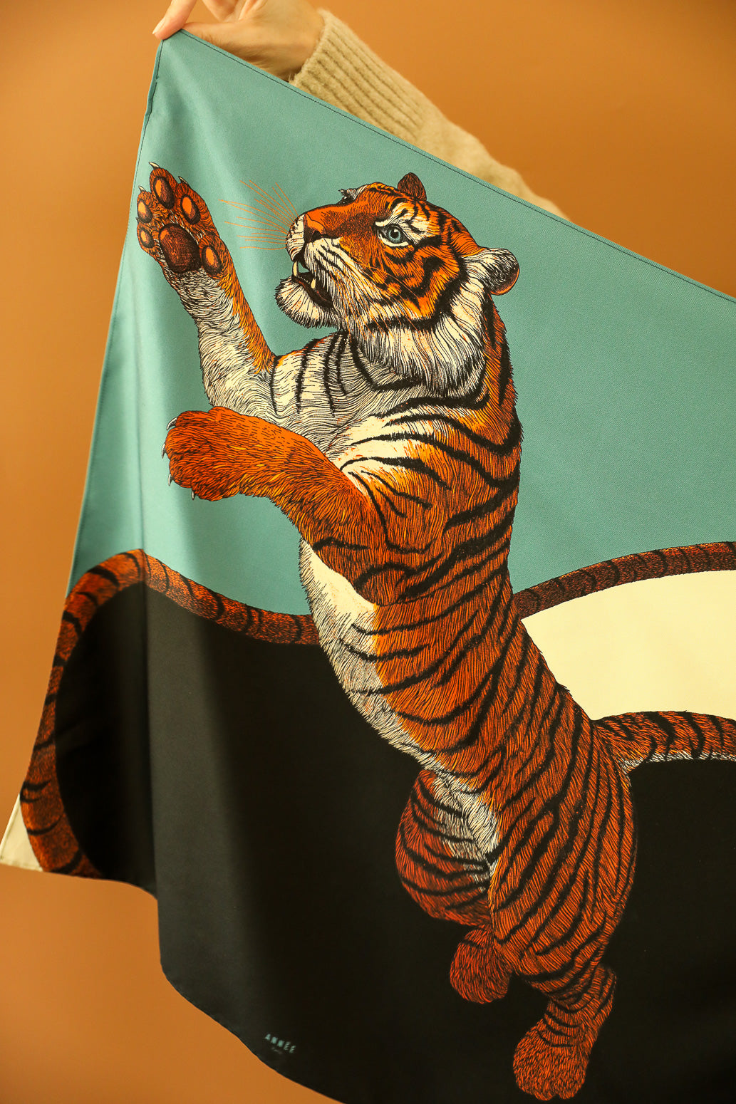 Bandana en soie 55cm Tigre, Neutre