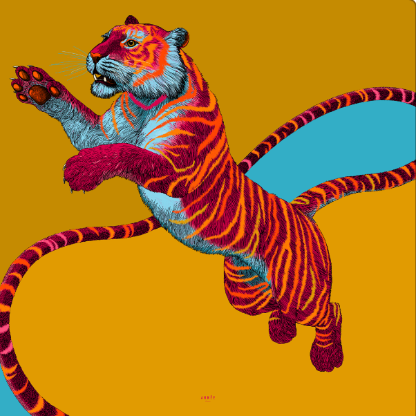 Bandana en soie 55cm Tigre, Pop
