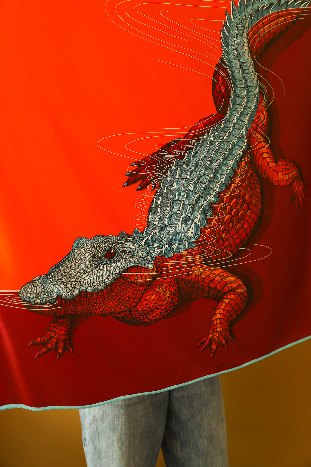Carré de soie 90cm Crocodile, Pop