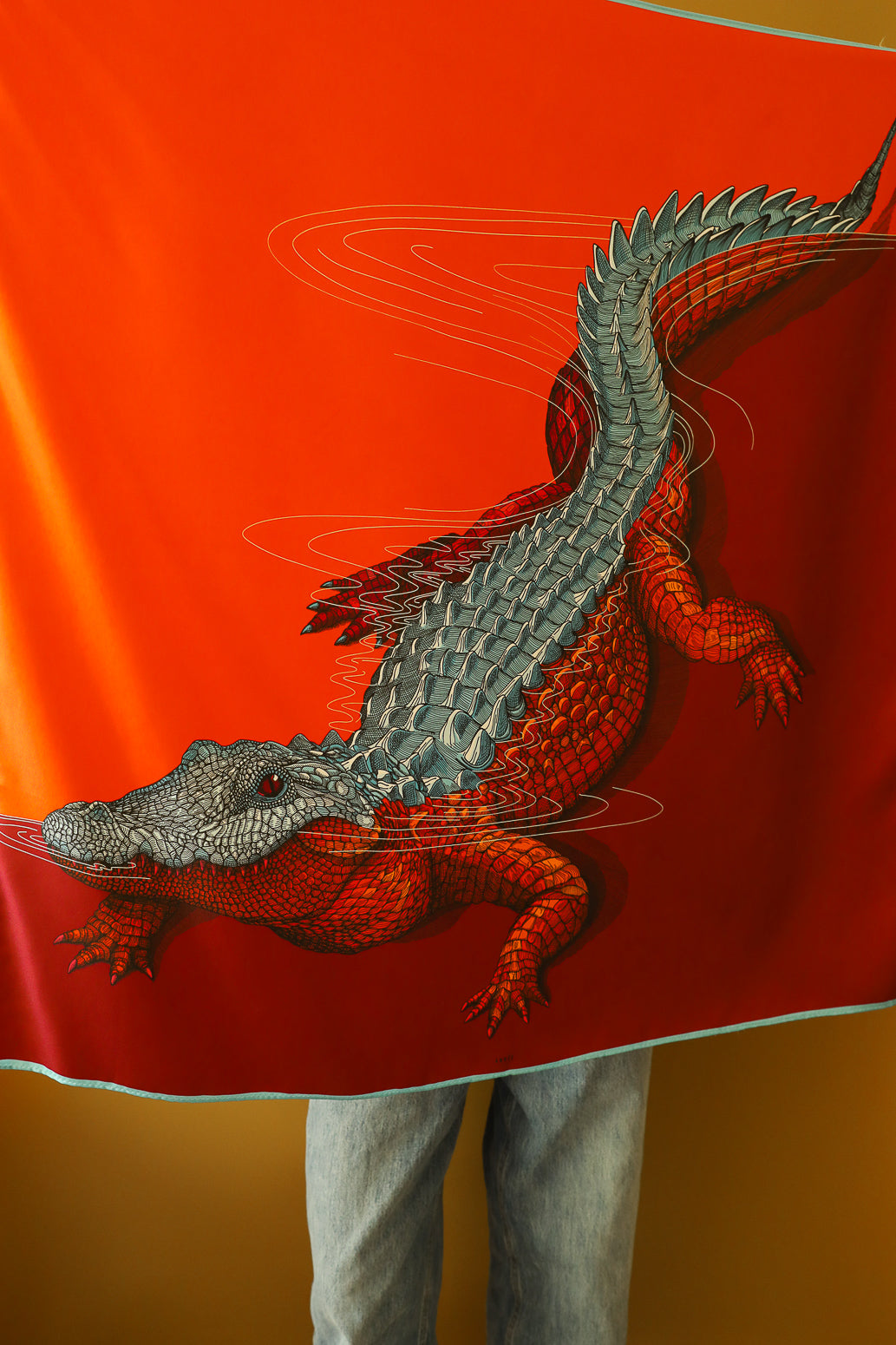 Carré de soie 90cm Crocodile, Pop