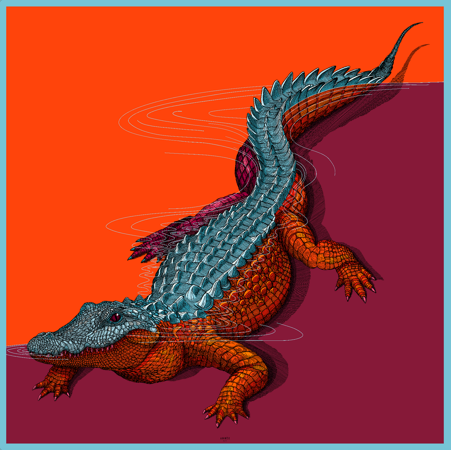 Carré de soie 90cm Crocodile, Pop
