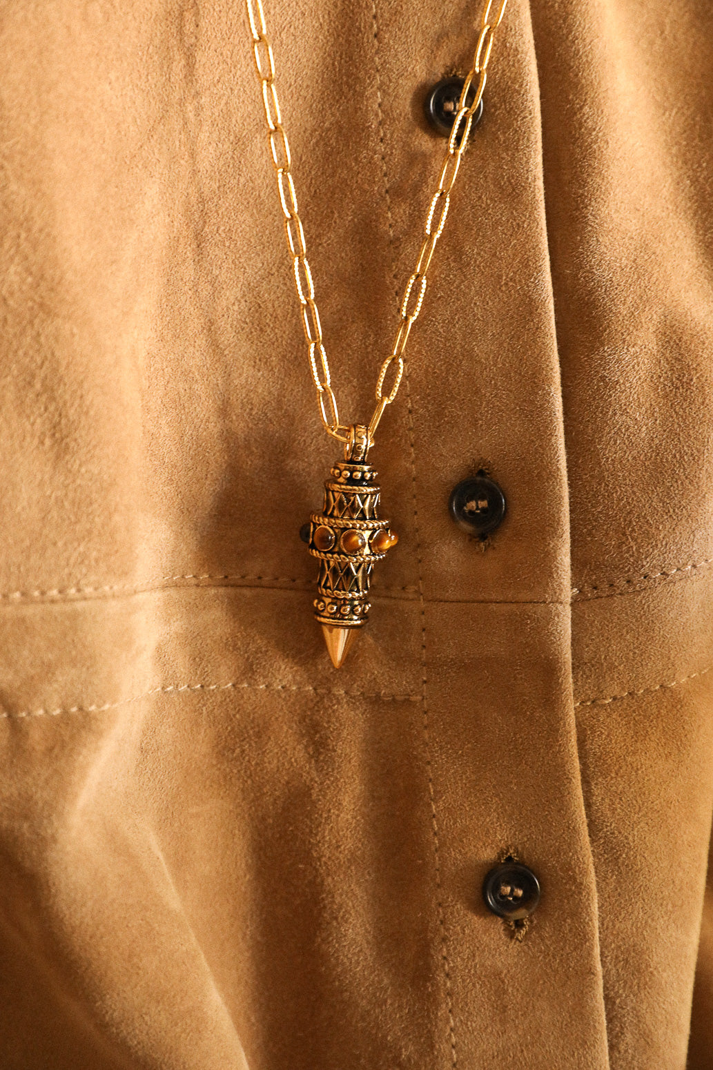 Collier Pendule Oeil de Tigre