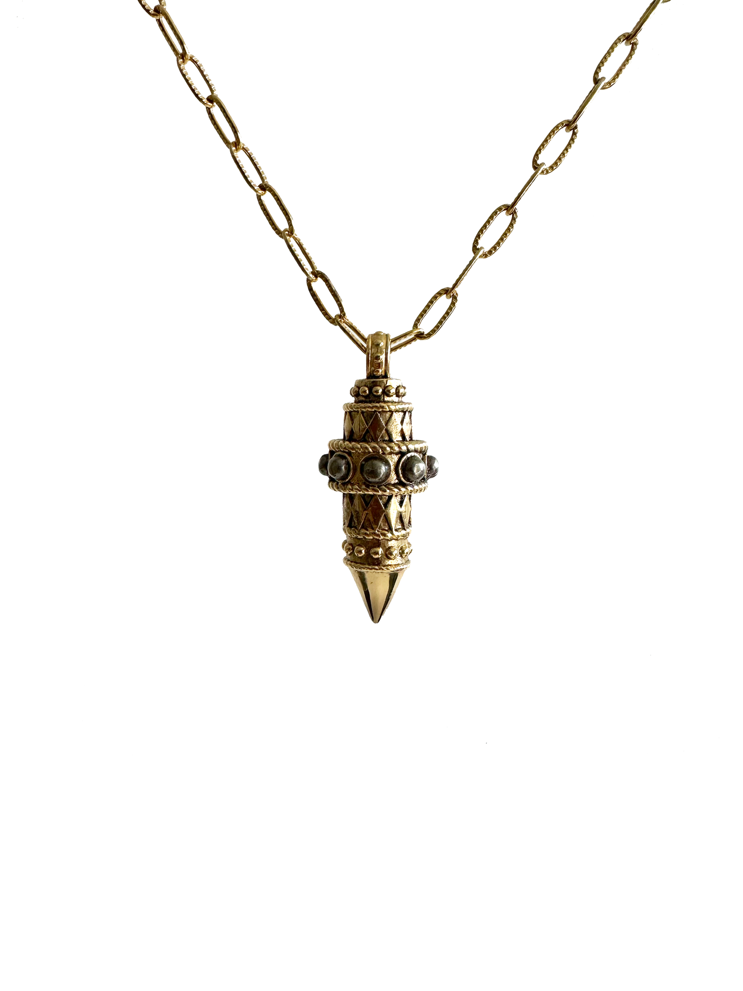 Collier Pendule, incrusté de pyrites