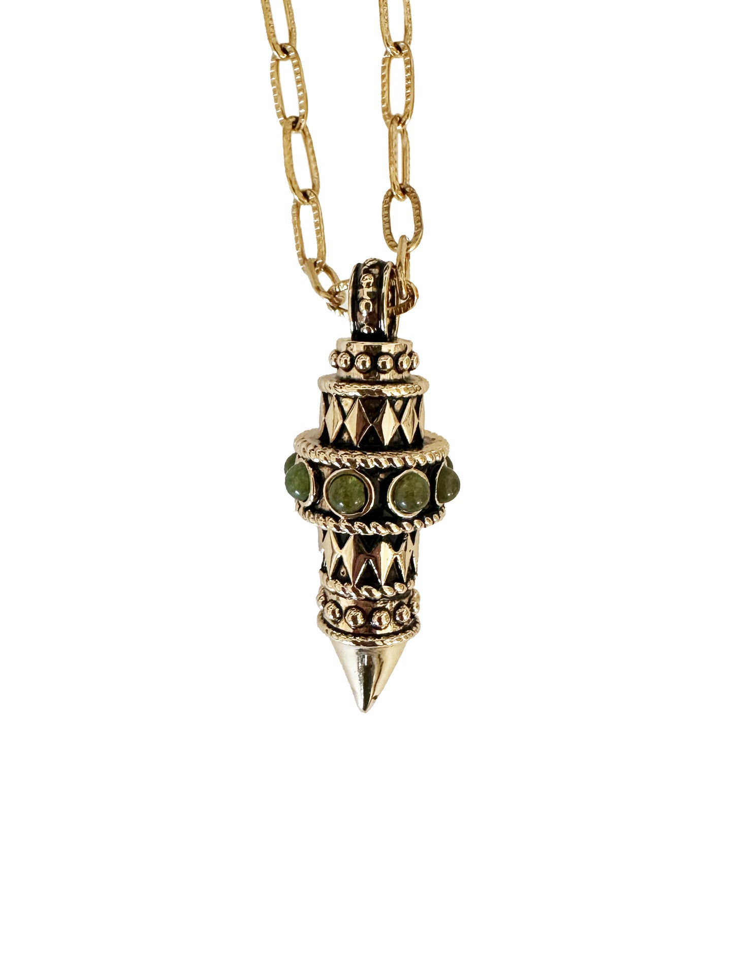 Collier Pendule Agate Verte