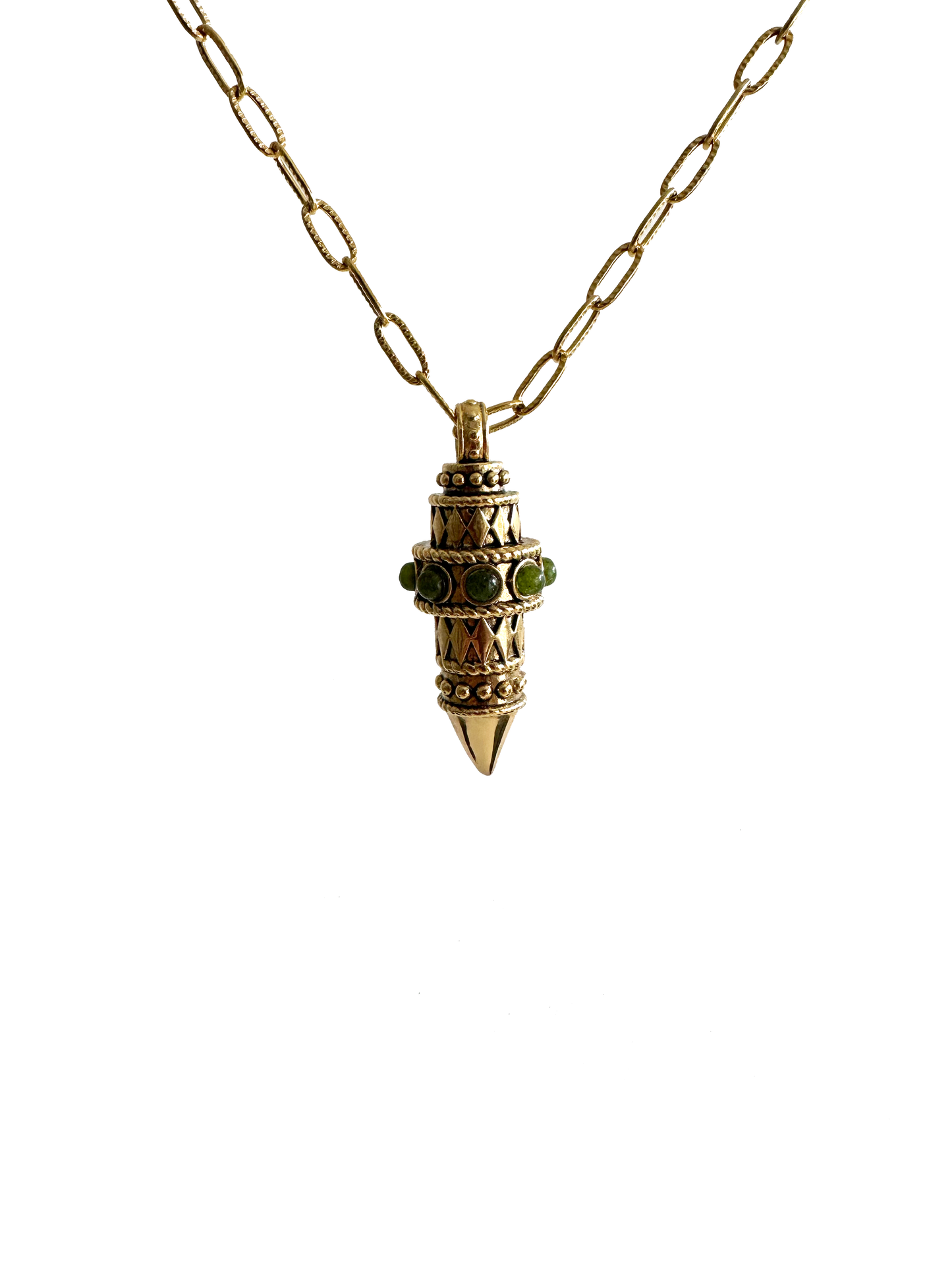Collier Pendule, incrusté de Quartzites vertes