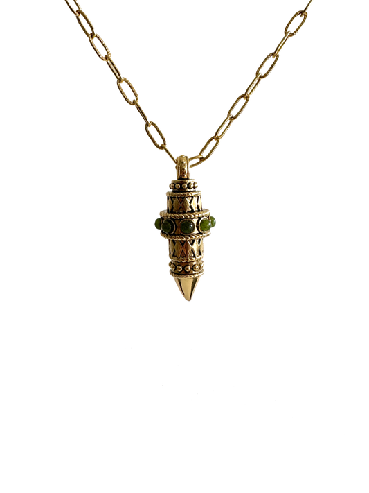Collier Pendule, incrusté de Quartzites vertes