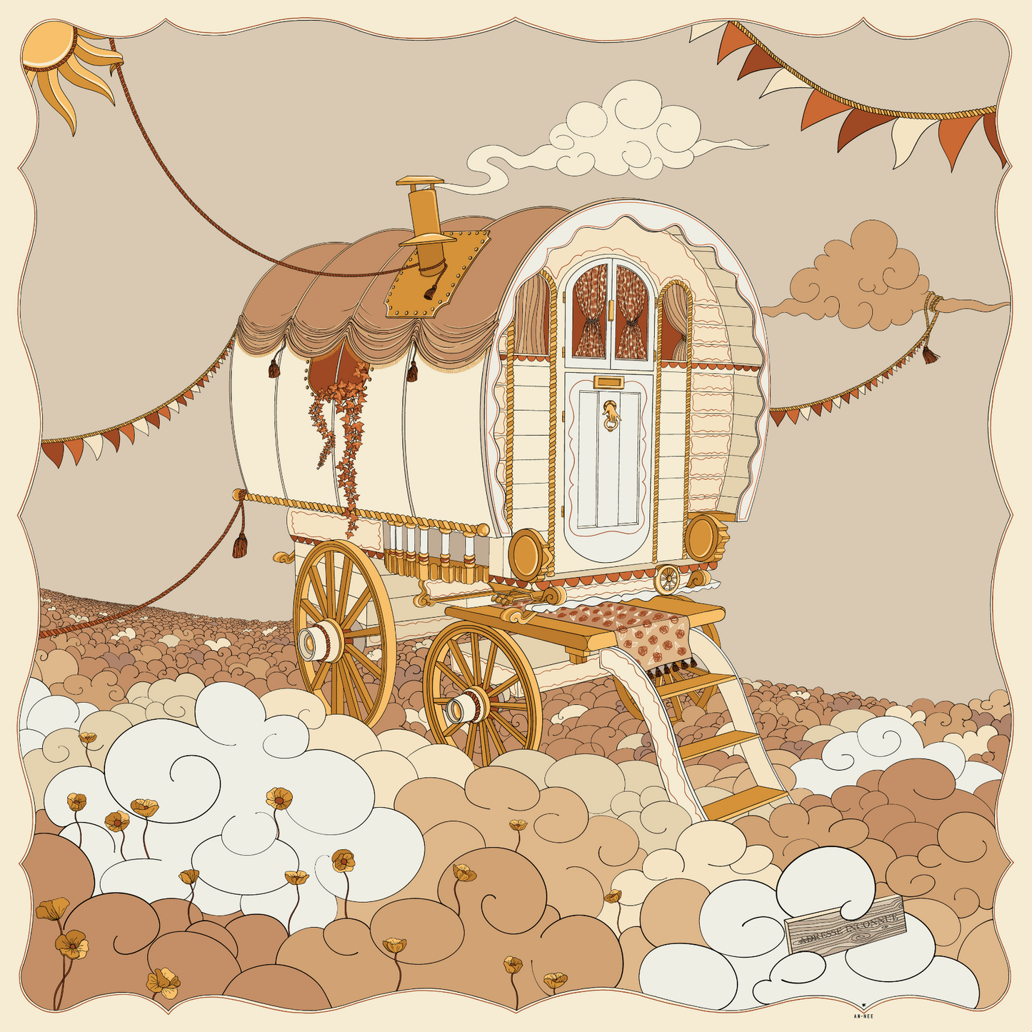 Silk square 110cm Unknown address, snow