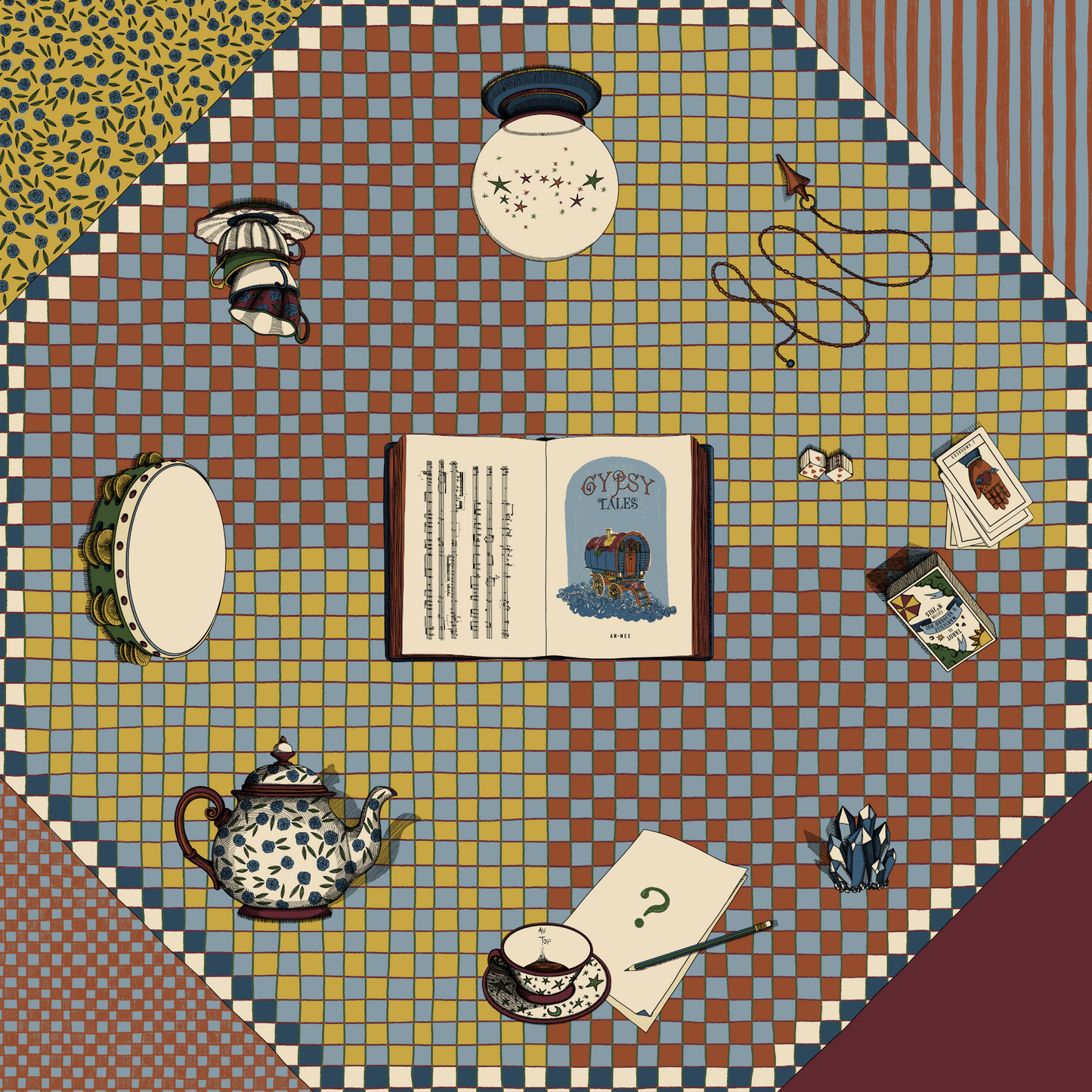 Gypsy Tales 90cm Silk Square, Neutral