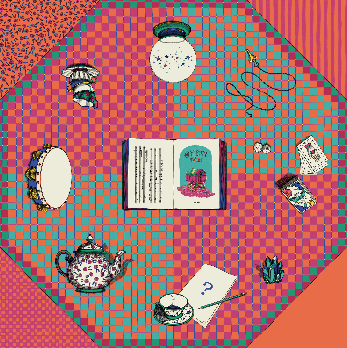 90cm Gypsy Tales silk square, pop