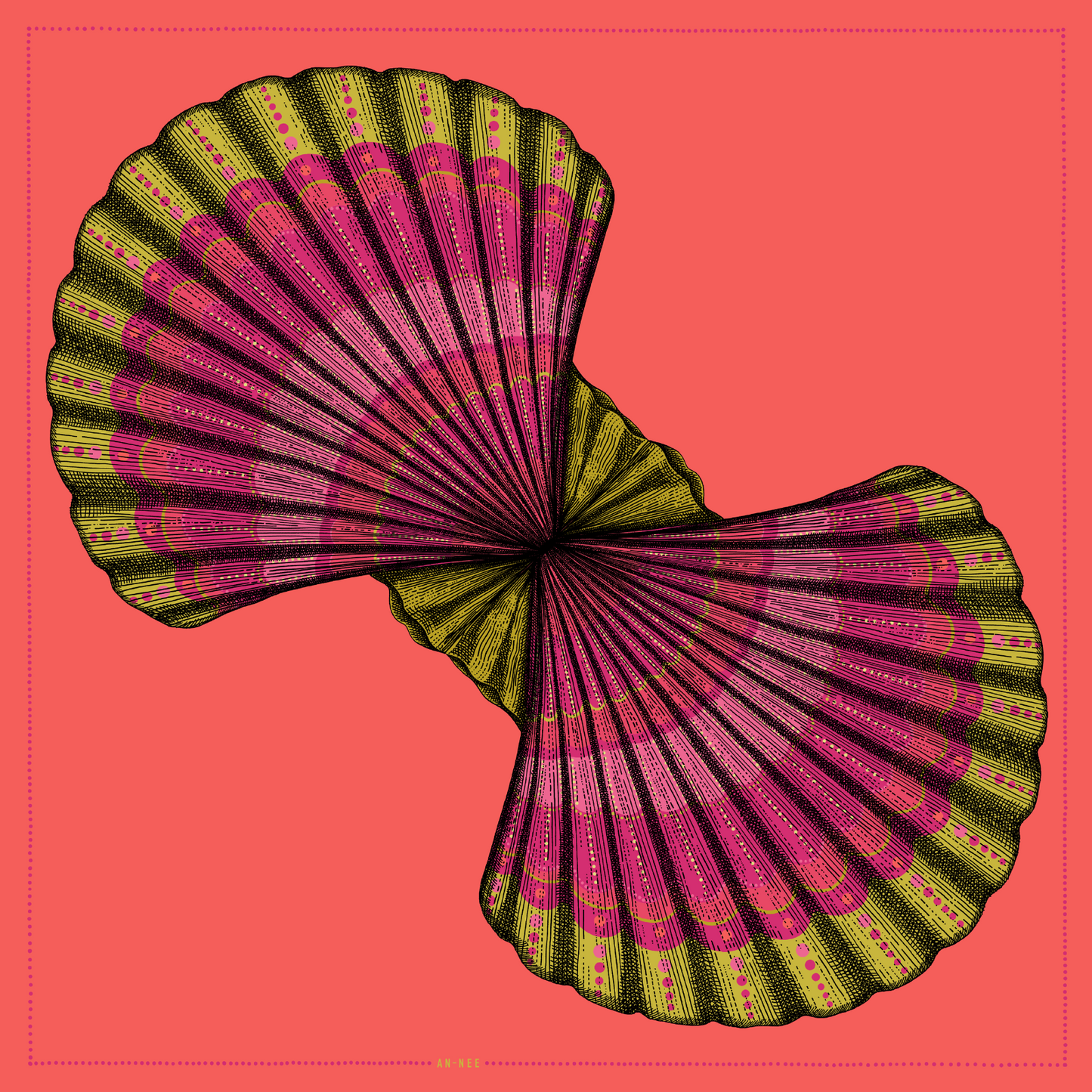 Silk bandana 55 cm - Shell, colorful