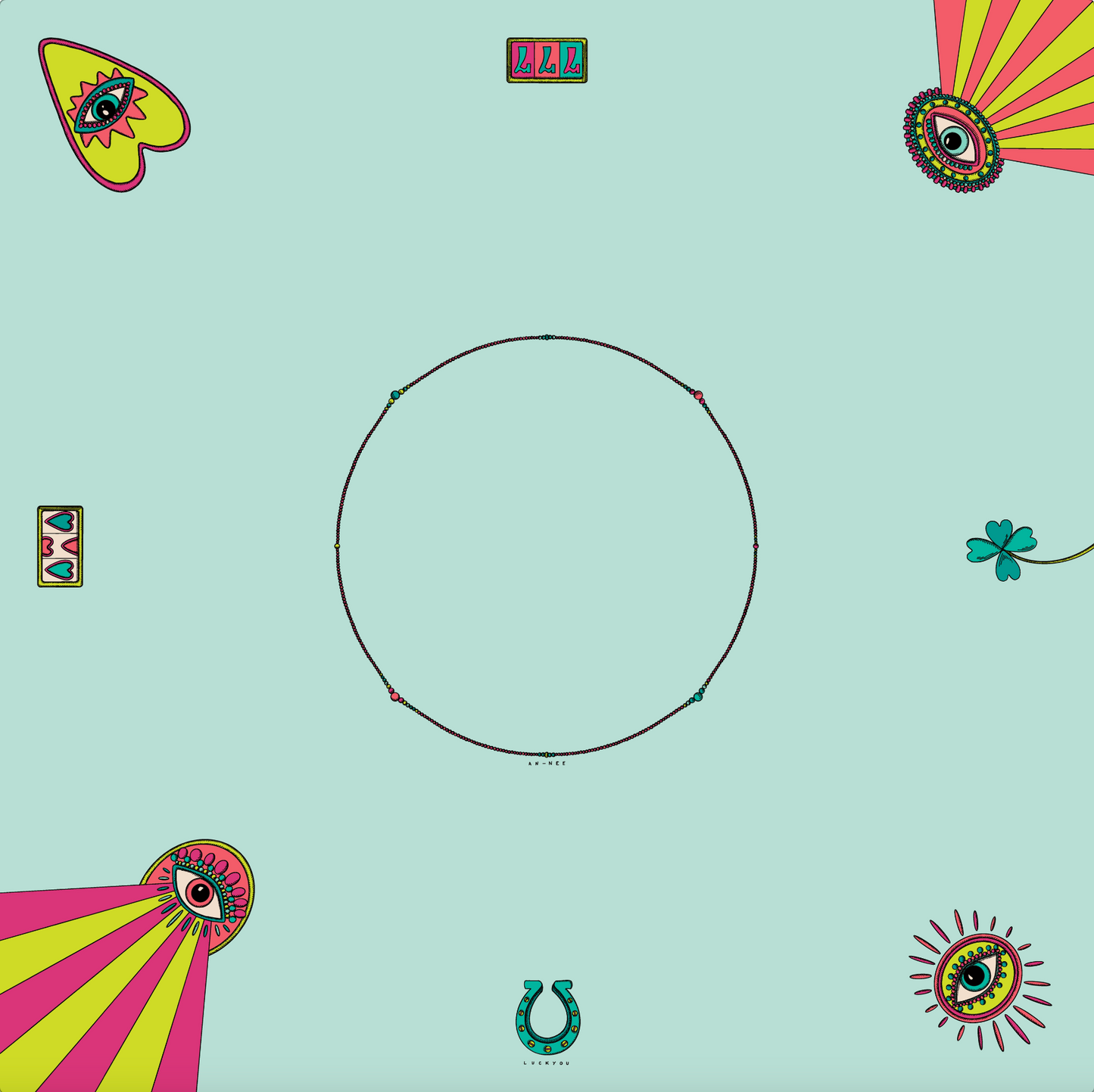 Bandana en soie 55cm Luckyou, vert d’eau