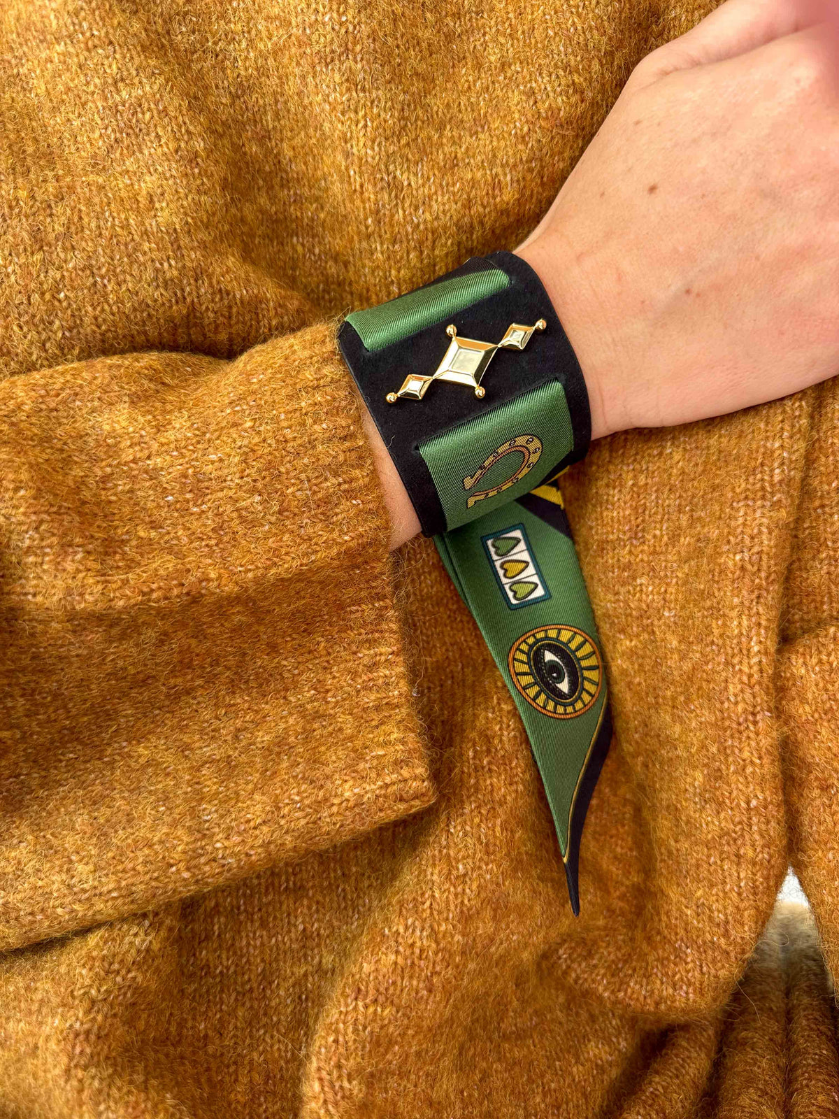 Black Circus Cuff and Gypsy Tales Ribbon, Curry