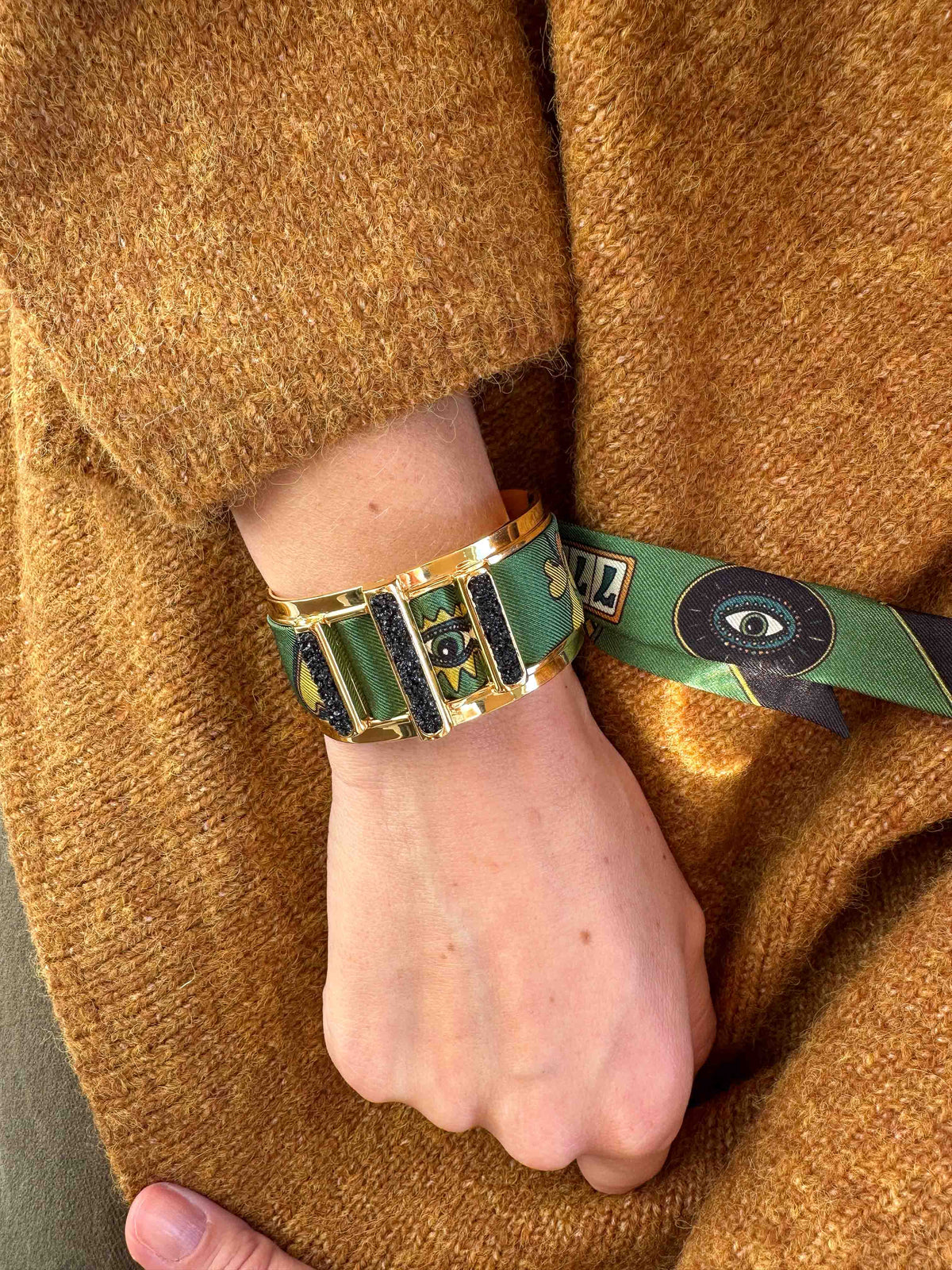 Manchette Quartz et ruban Luckyou Vert