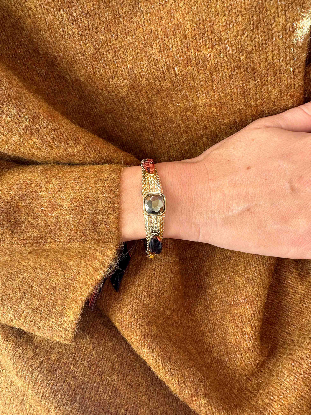 Bracelet Caïman en pyrite et ruban Sagittaire