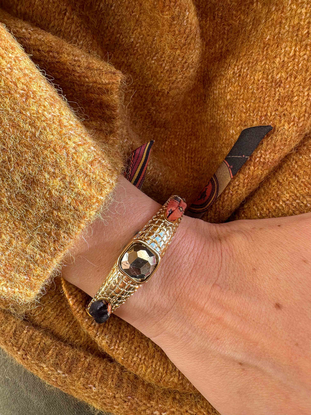 Bracelet Caïman en pyrite et ruban Sagittaire