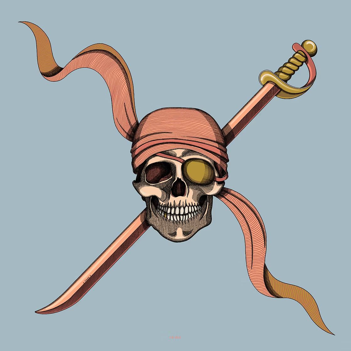 Petit carré 70 cm - Pirate, coloré