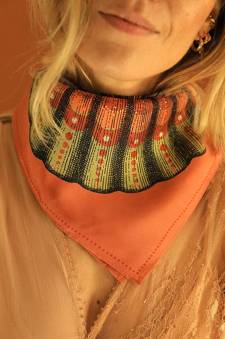 Bandana en soie 55 cm - Coquillage, neutre