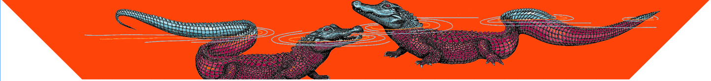 Ruban en soie 2 cm Crocodiles, Orange