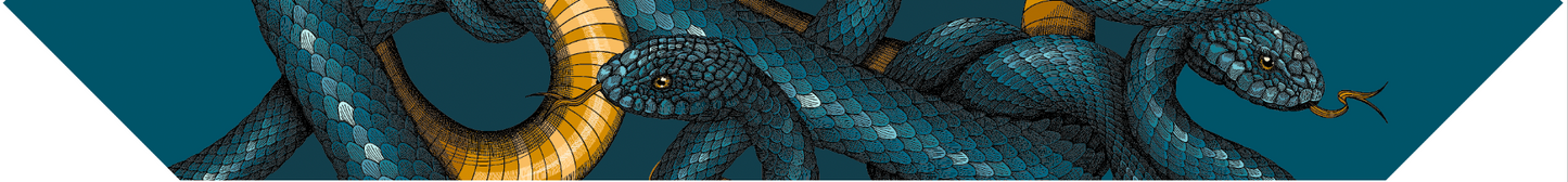 Ruban en soie 2 cm Serpents, Bleu