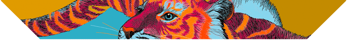Ruban en soie 4cm Tigre, Pop